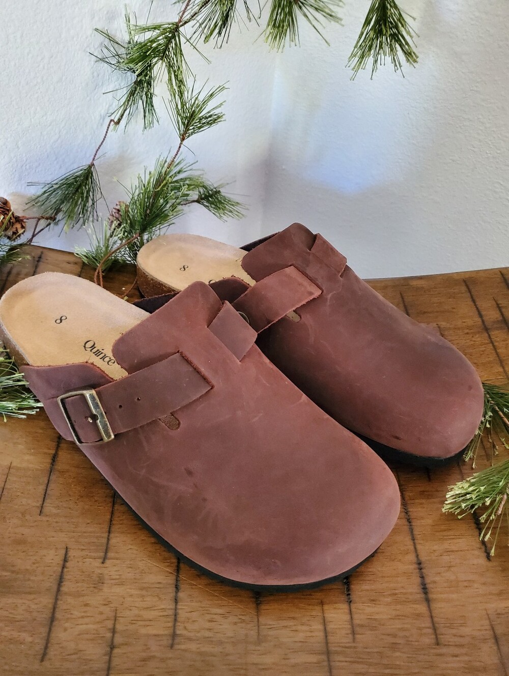 NIB Quince Unisex Water Repellent Leather Clog Mule Espresso Brown Nubuck